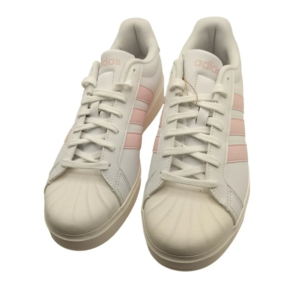 Adidas Street Talk Bold Women Sneakers Size 10 White Pink‎ Leather Shell Toe NIB